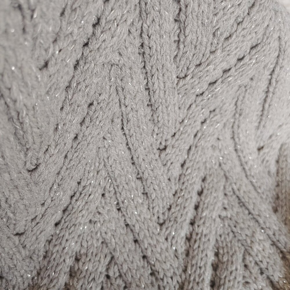 NWT GRAY CHAPS WOMEN'S CABLE KNIT SWEATER WITH SPARKLE - Picture 5 of 11